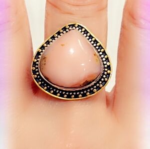 Pink Opal Sterling Silver Gemstone Ring